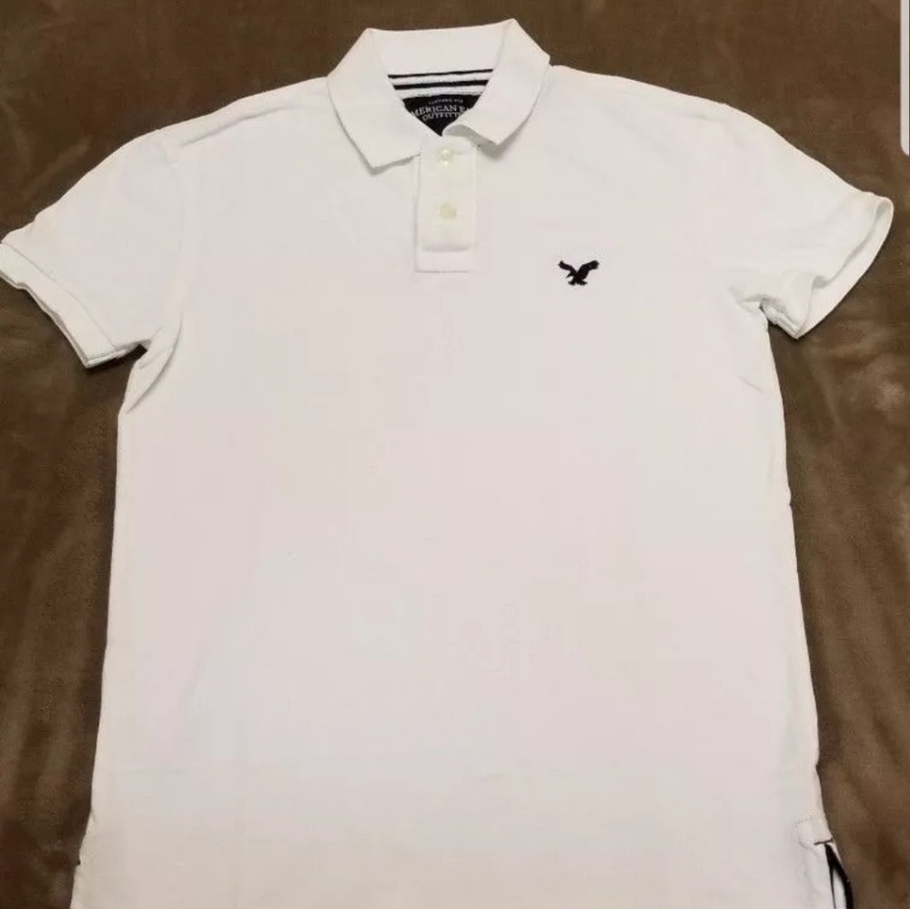 AMERICAN EAGLE OUTFITTERS MENS COLLAR POLO WHITE S
